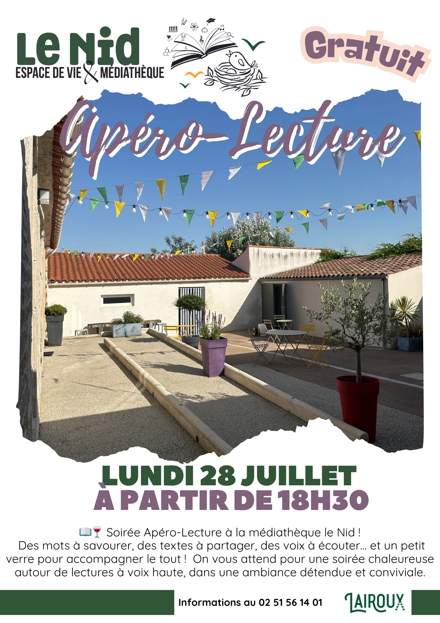 Un été à Lairoux - Apéro-Lecture au Nid Un été à Lairoux - Apéro-Lecture au Nid